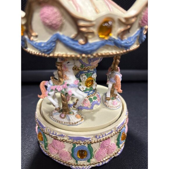 Vintage Musical Revolving Birthstone Carousel With Horses & Gem Accents November - Picture 6 of 14